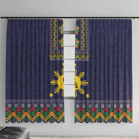 Philippines Merry Christmas Window Curtain Maligayang Pasko with Parol and Xmas Pattern Barong Style