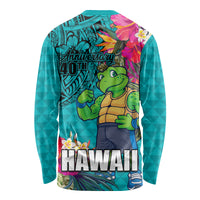 Hawaii Great Aloha Run 40th Anniversary Long Sleeve Shirt With Turtle Mascot Marathon Hibiscus and Kakau LT03 - Polynesian Pride