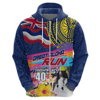 Hawaii Great Aloha Run 40th Anniversary Hoodie Hibiscus and Kakau Pattern LT03 - Polynesian Pride