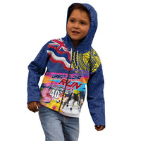 Hawaii Great Aloha Run 40th Anniversary Kid Hoodie Hibiscus and Kakau Pattern LT03 - Polynesian Pride