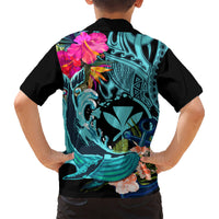 Hawaii Kid Hawaiian Shirt Whale Mix Hibiscus and Kanaka Maoli LT03 - Polynesian Pride