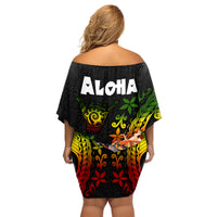 Hawaii Lei Day Family Matching Off Shoulder Short Dress and Hawaiian Shirt Hibiscus Wreath and Polynesian Pattern LT03 - Polynesian Pride