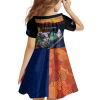 Australia and New Zealand ANZAC Day Family Matching Puletasi and Hawaiian Shirt Tui Bird and Koala mix Maori and Aboriginal Pattern LT03 - Polynesian Pride