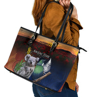 Australia and New Zealand ANZAC Day Leather Tote Bag Tui Bird and Koala mix Maori and Aboriginal Pattern LT03 - Polynesian Pride