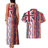 Hawaiian Lei Couples Matching Tank Maxi Dress and Hawaiian Shirt National Flag Striped Style