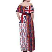 Hawaiian Lei Off Shoulder Maxi Dress National Flag Striped Style LT03 - Polynesian Pride