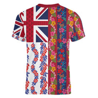 Hawaiian Lei Women V-Neck T-Shirt National Flag Striped Style