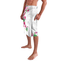 Hawaiian Hibiscus and Art Polynesian Tattoo Lavalava White Color