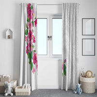 Hawaiian Hibiscus and Art Polynesian Tattoo Window Curtain White Color