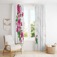 Hawaiian Hibiscus and Art Polynesian Tattoo Window Curtain White Color