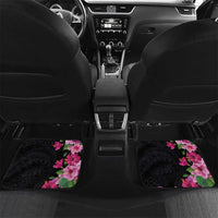 Hawaiian Hibiscus and Art Polynesian Tattoo Car Mats Black Color