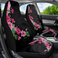 Hawaiian Hibiscus and Art Polynesian Tattoo Car Seat Cover Black Color