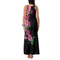 Hawaiian Hibiscus and Art Polynesian Tattoo Family Matching Tank Maxi Dress and Hawaiian Shirt Black Color
