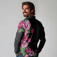 Hawaiian Hibiscus and Art Polynesian Tattoo Long Sleeve Polo Shirt Black Color LT03 - Polynesian Pride