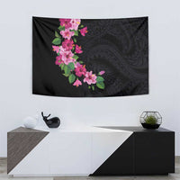 Hawaiian Hibiscus and Art Polynesian Tattoo Tapestry Black Color LT03 - Polynesian Pride