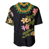 Hawaiian Lei Plumeria and Tropical Leaves Baseball Jersey Watercolor Style