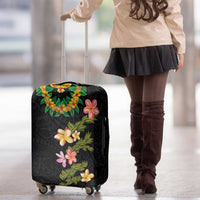 Hawaiian Lei Plumeria and Tropical Leaves Luggage Cover Watercolor Style