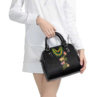 Hawaiian Lei Plumeria and Tropical Leaves Shoulder Handbag Watercolor Style