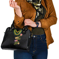 Hawaiian Lei Plumeria and Tropical Leaves Shoulder Handbag Watercolor Style