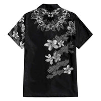 Hawaiian Lei Plumeria and Tropical Leaves Hawaiian Shirt Watercolor Style-Grayscale