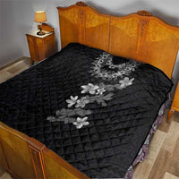 Hawaiian Lei Plumeria and Tropical Leaves Quilt Watercolor Style-Grayscale