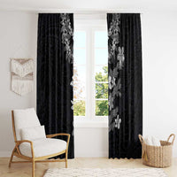 Hawaiian Lei Plumeria and Tropical Leaves Window Curtain Watercolor Style-Grayscale