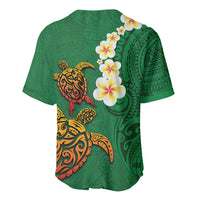 Hawaii Turtle Plumeria Flower Baseball Jersey Polynesian Pattern Green Color LT03 - Polynesian Pride