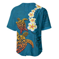 Hawaii Turtle Plumeria Flower Baseball Jersey Polynesian Pattern Blue Color LT03 - Polynesian Pride