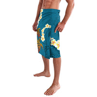 Hawaii Turtle Plumeria Flower Lavalava Polynesian Pattern Blue Color