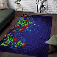 Matariki New Zealand Maori and Pohutukawa Area Rug Galaxy Blue Sky Style LT03 Blue - Polynesian Pride