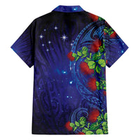 Matariki New Zealand Maori and Pohutukawa Family Matching Off The Shoulder Long Sleeve Dress and Hawaiian Shirt Galaxy Blue Sky Style