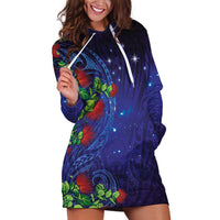 Matariki New Zealand Maori and Pohutukawa Hoodie Dress Galaxy Blue Sky Style