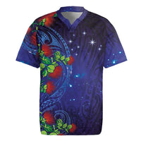 Matariki New Zealand Maori and Pohutukawa Rugby Jersey Galaxy Blue Sky Style LT03 Blue - Polynesian Pride