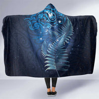 Matariki New Zealand Maori Silver Fern Hooded Blanket Galaxy Blue Sky Style LT03 One Size Blue - Polynesian Pride