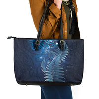 Matariki New Zealand Maori Silver Fern Leather Tote Bag Galaxy Blue Sky Style LT03 - Polynesian Pride