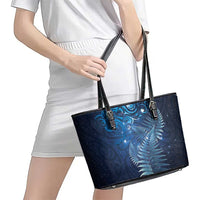 Matariki New Zealand Maori Silver Fern Leather Tote Bag Galaxy Blue Sky Style LT03 - Polynesian Pride