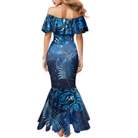 Matariki New Zealand Maori Silver Fern Mermaid Dress Galaxy Blue Sky Style