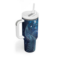 Matariki New Zealand Maori Silver Fern Tumbler With Handle Galaxy Blue Sky Style LT03 - Polynesian Pride