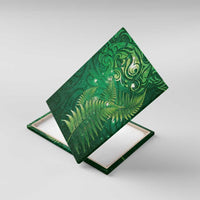 Matariki New Zealand Maori Silver Fern Canvas Wall Art Galaxy Green Sky Style LT03 With Frame Green - Polynesian Pride