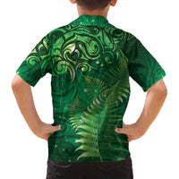 Matariki New Zealand Maori Silver Fern Family Matching Off The Shoulder Long Sleeve Dress and Hawaiian Shirt Galaxy Green Sky Style