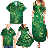 Matariki New Zealand Maori Silver Fern Family Matching Summer Maxi Dress and Hawaiian Shirt Galaxy Green Sky Style LT03 - Polynesian Pride