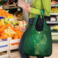 Matariki New Zealand Maori Silver Fern Grocery Bag Galaxy Green Sky Style