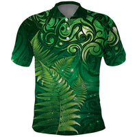 Matariki New Zealand Maori Silver Fern Polo Shirt Galaxy Green Sky Style LT03 Green - Polynesian Pride