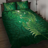 Matariki New Zealand Maori Silver Fern Quilt Bed Set Galaxy Green Sky Style LT03 Green - Polynesian Pride