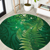 Matariki New Zealand Maori Silver Fern Round Carpet Galaxy Green Sky Style LT03 Green - Polynesian Pride