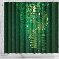 Matariki New Zealand Maori Silver Fern Shower Curtain Galaxy Green Sky Style LT03 - Polynesian Pride