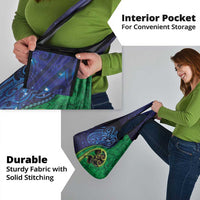 New Zealand Matariki Fern Frond Koru Grocery Bag with Galaxy Blue Sky and Green Paua Shell Art LT03 - Polynesian Pride