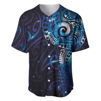 Matariki New Zealand Maori Koru Art Tattoo Baseball Jersey New Year Galaxy Blue Sky Style LT03 Blue - Polynesian Pride