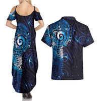 Matariki New Zealand Maori Koru Art Tattoo Couples Matching Summer Maxi Dress and Hawaiian Shirt New Year Galaxy Blue Sky Style