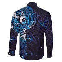 Matariki New Zealand Maori Koru Art Tattoo Family Matching Off The Shoulder Long Sleeve Dress and Hawaiian Shirt New Year Galaxy Blue Sky Style